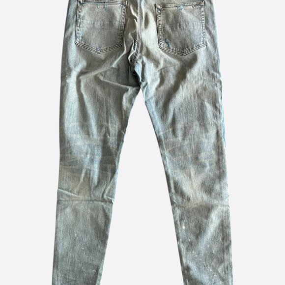 Amiri Clay Indigo Paint Drip Logo Jeans - Picture 2 of 4